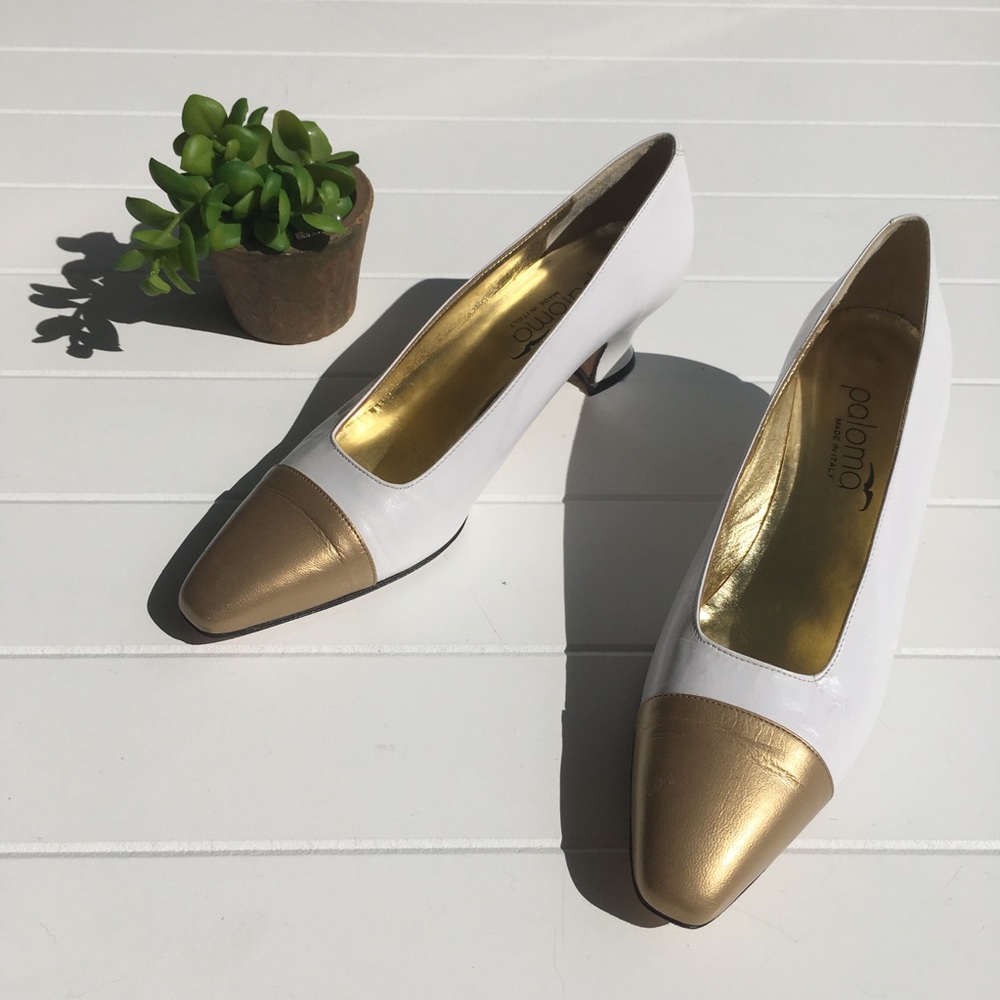 [Paloma] Vintage Italian Kitten Chunky Heel Gold - Gem